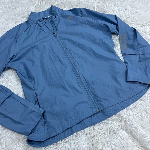 Adidas Running climalite Long Sleeve Zip Jacket Gray Blue Size Large - Picture 1 of 12